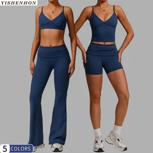 YISHENHON 2026 Women's High-Waisted Workout Sports Clothing TikTok Hot Selling Active Wear Gym Fitness Yoga Sets Low MOQ