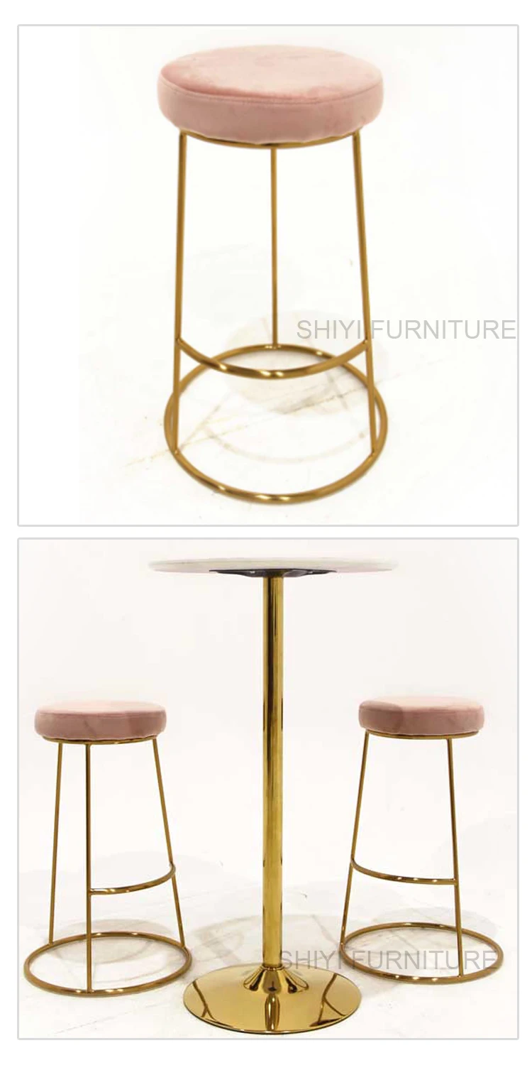 Space saving stackable pink suede bar stool seats
