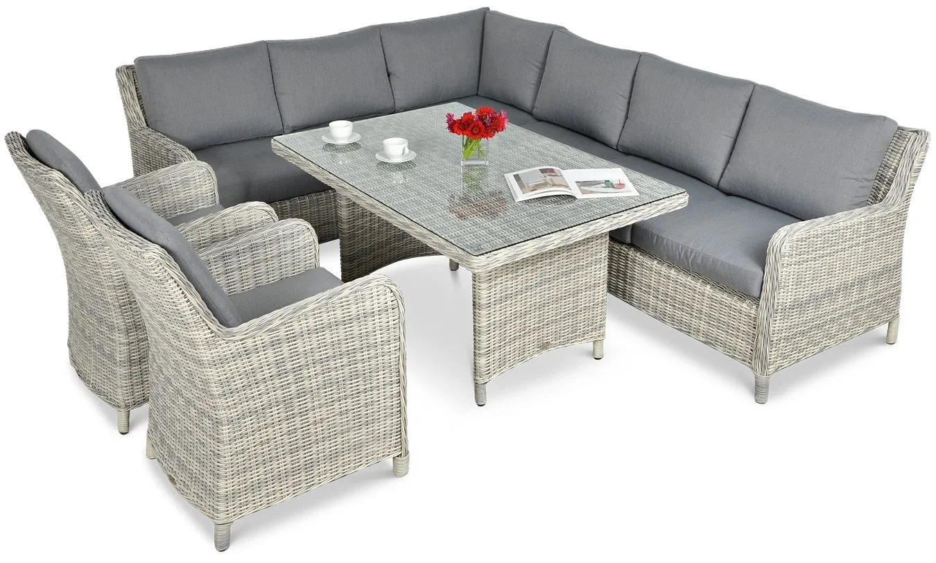 RayGar Deluxe Piece Rattan Corner Garden Furniture Patio Set Grey/Grey