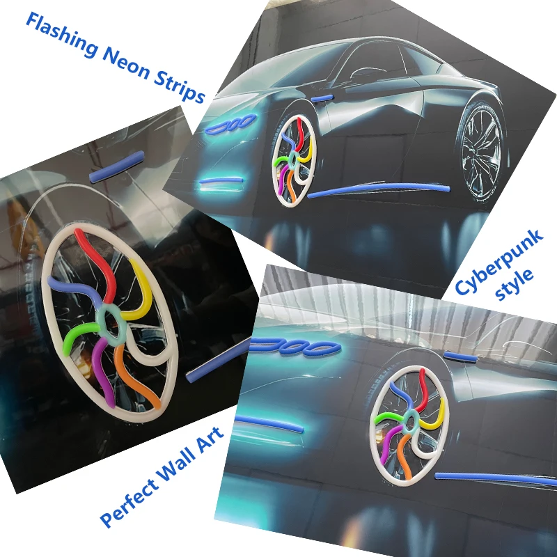 product illuminated neon poster decor custom led neon wall art light sign modern personalized cyberpunk style car lighting tires decor-3