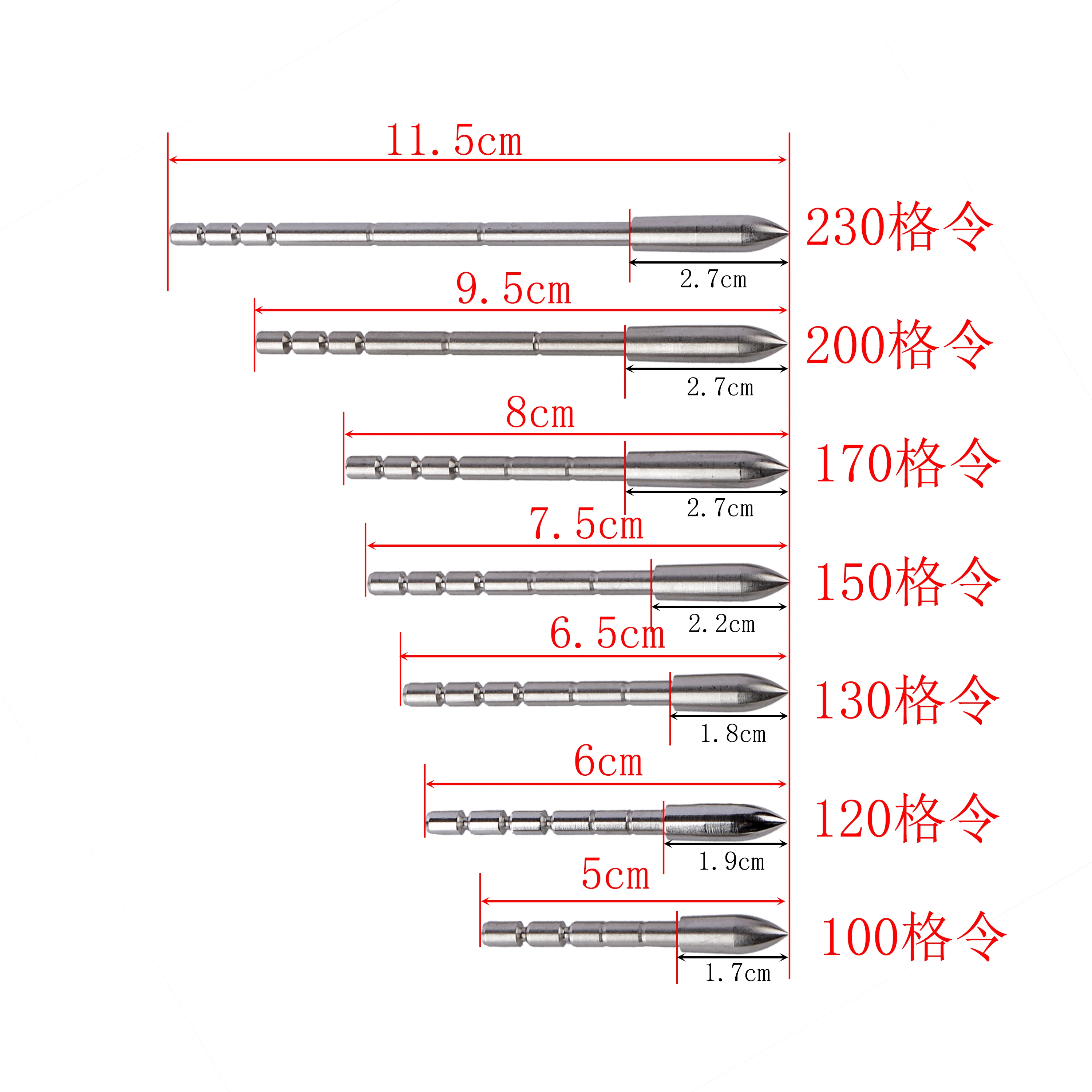 6/12pc 100 grani bersaglio punte di freccia ID6.2mm punta di