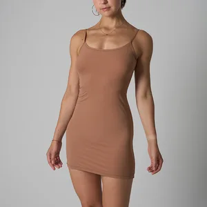 Chic Cozy Modal Mini Length Slim-Fit Skin-Friendly Barely-There Feel Stylish Loungewear Casual Slip Dress for Women
