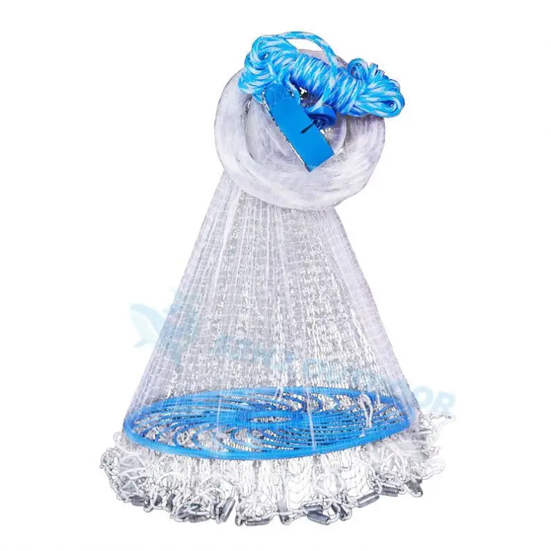 Topline Hot Selling Size 4~9 Feet Nylon Hand Cast Net Throwing Bottom  Pocket Cast Net Fishing Cast Net for Sale