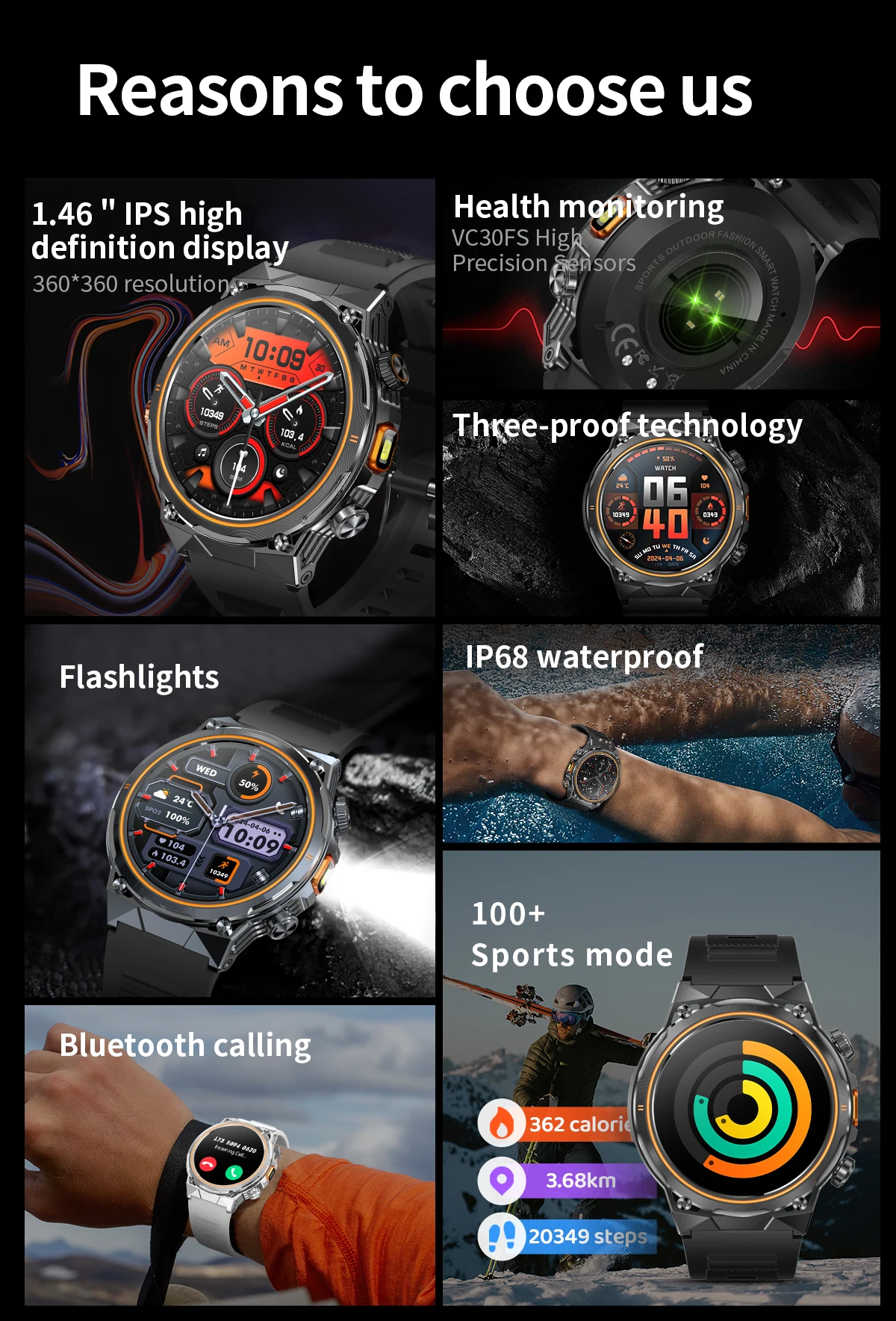 Chinese factory supplier supply  Ak81 Outdoor Smartwatch With Flashlight 1.46inch Bt Call Health Monitoring Waterproof Men Sports Relojes Smart Watch 2025 - Buy Ak81 Smart Watch men Sports Reloj Smart Watch smart Watch With Flashlight