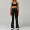 Hanging Neck Bra+ Flared Pants (Black)