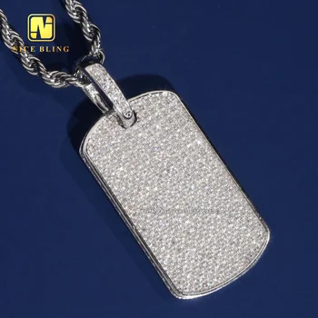 925 Sterling Silver Jewelry Hip Hop Iced Out Dog Tags Pendants VVS Moissanite Diamond Charms For Men Women