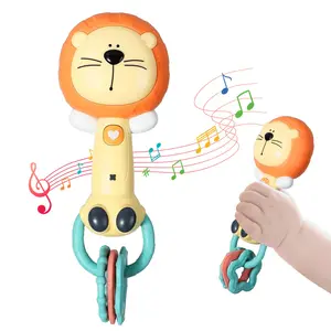 EPT Cute Animal Appease Lighting Hand Musical Stick Toys Newborn Baby Rattle