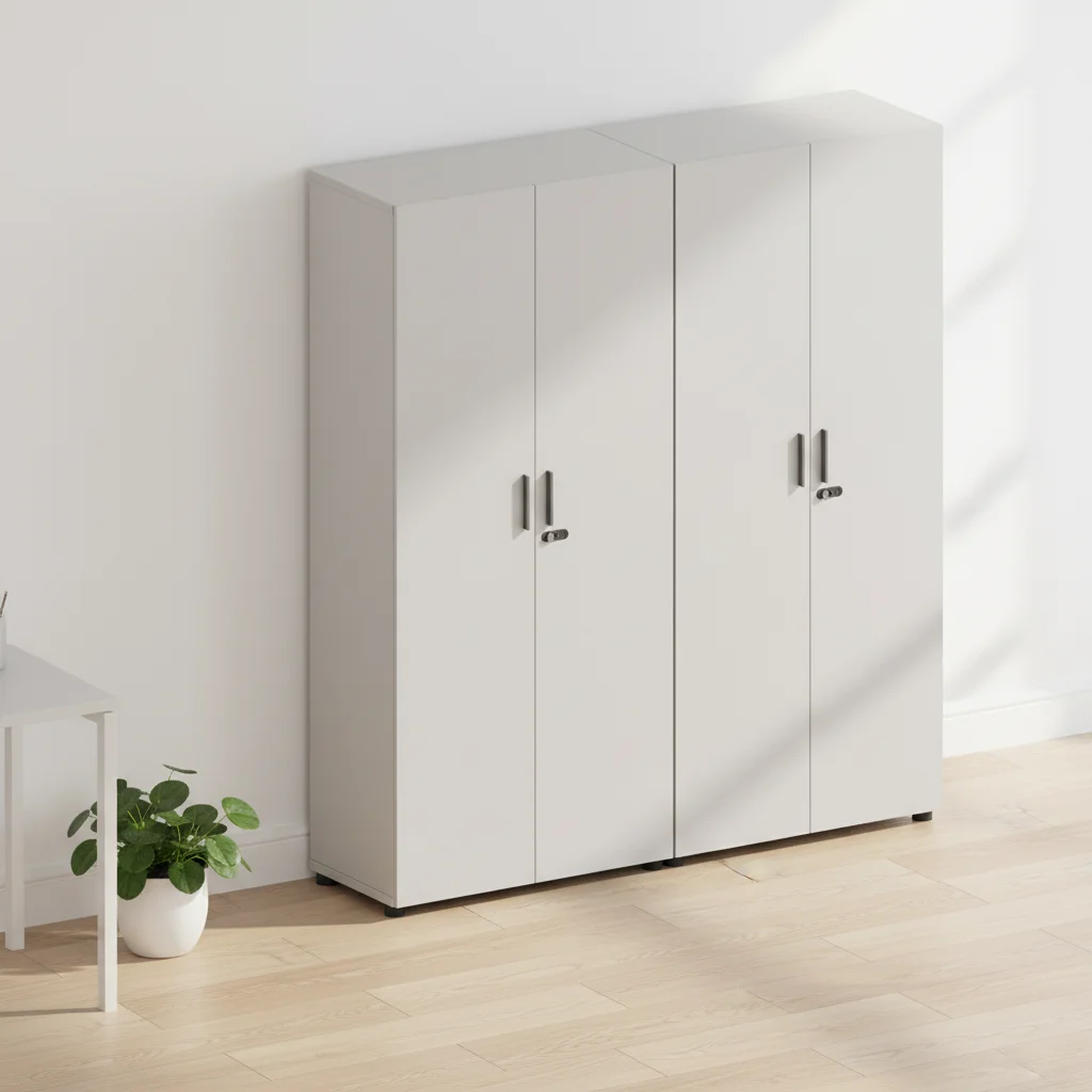 Premium Movable Vertical Double Door Filing Cabinet Documents Storage Solid Wood Construction Business Office Workshop Large 5