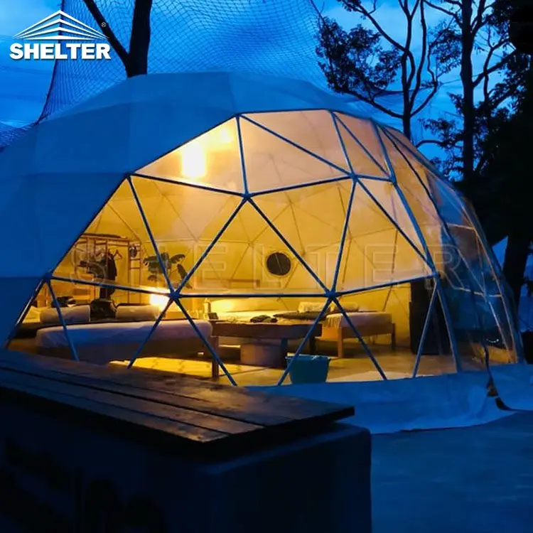 SHELTERDOMEグランピング屋外測地線ドームテントヒーター付き| Alibaba.com