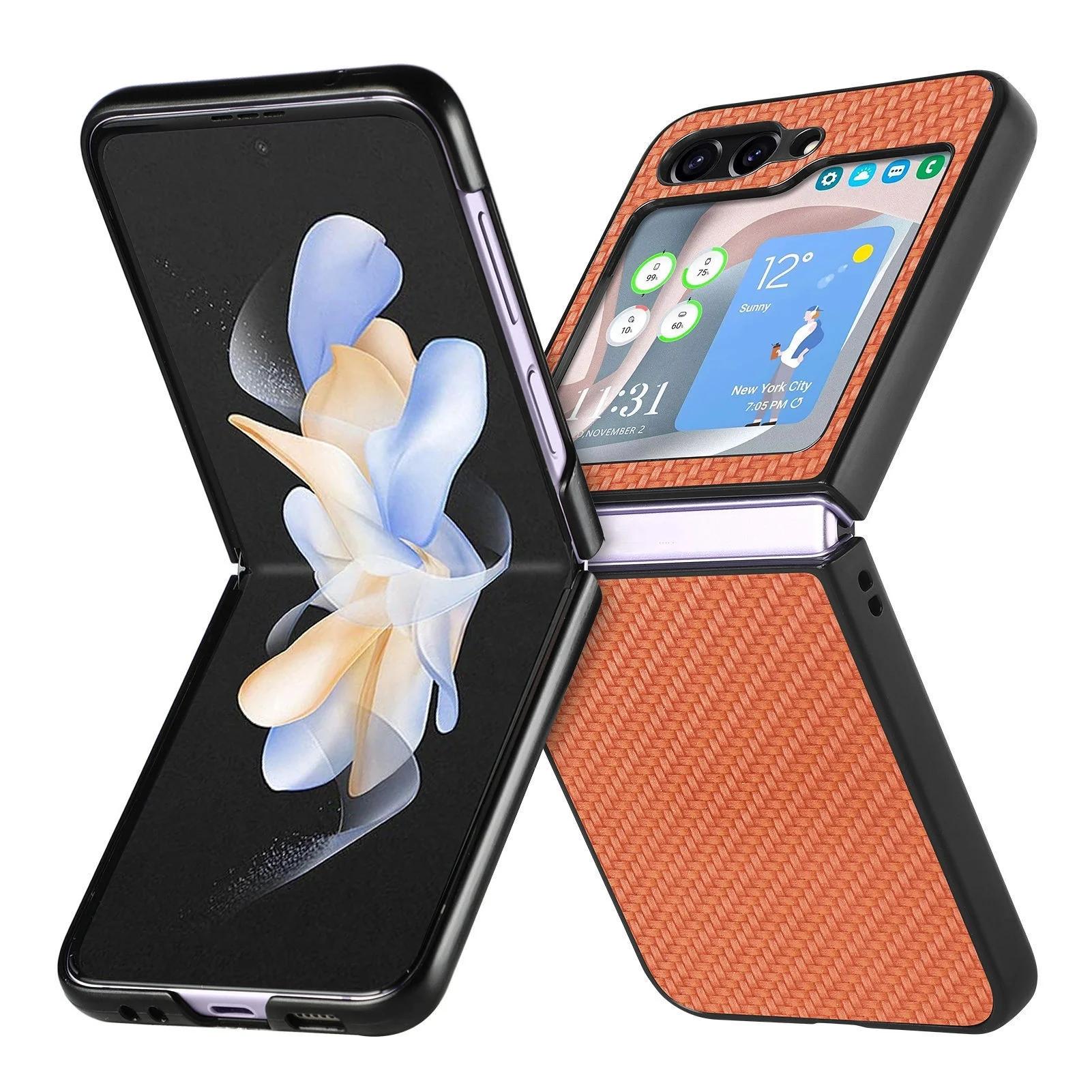 Slim Carbon Fiber Case For Samsung Z Flip 6/5/4/3 Classic Design Thin Fit Hybrid Shockproof Protective Cover