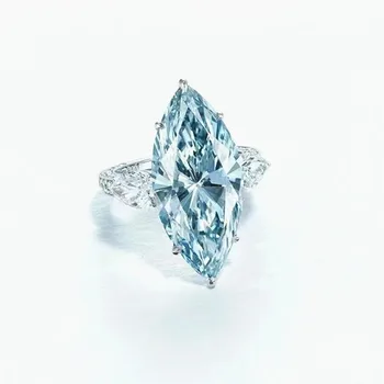 SGARIT new design natural crystal ring jewelry 18K gold real diamond 3ct 5A high quality blue aquamarine ring women