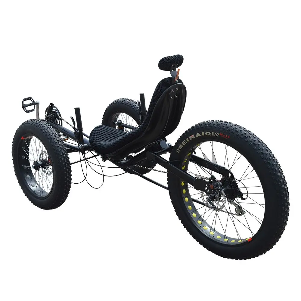 Front Two Wheel Adult Travel Recumbent Fat Tire Electric Bike Folding Frame Rear Hub Motor Race Use Recumbent Trike