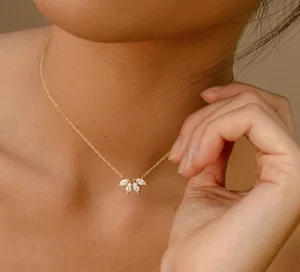 925 Sterling Silver Lab Grown Diamond Flower Petal Pendant Necklace for Women Demi Fine Jewelry Custom Design Factory Wholesale