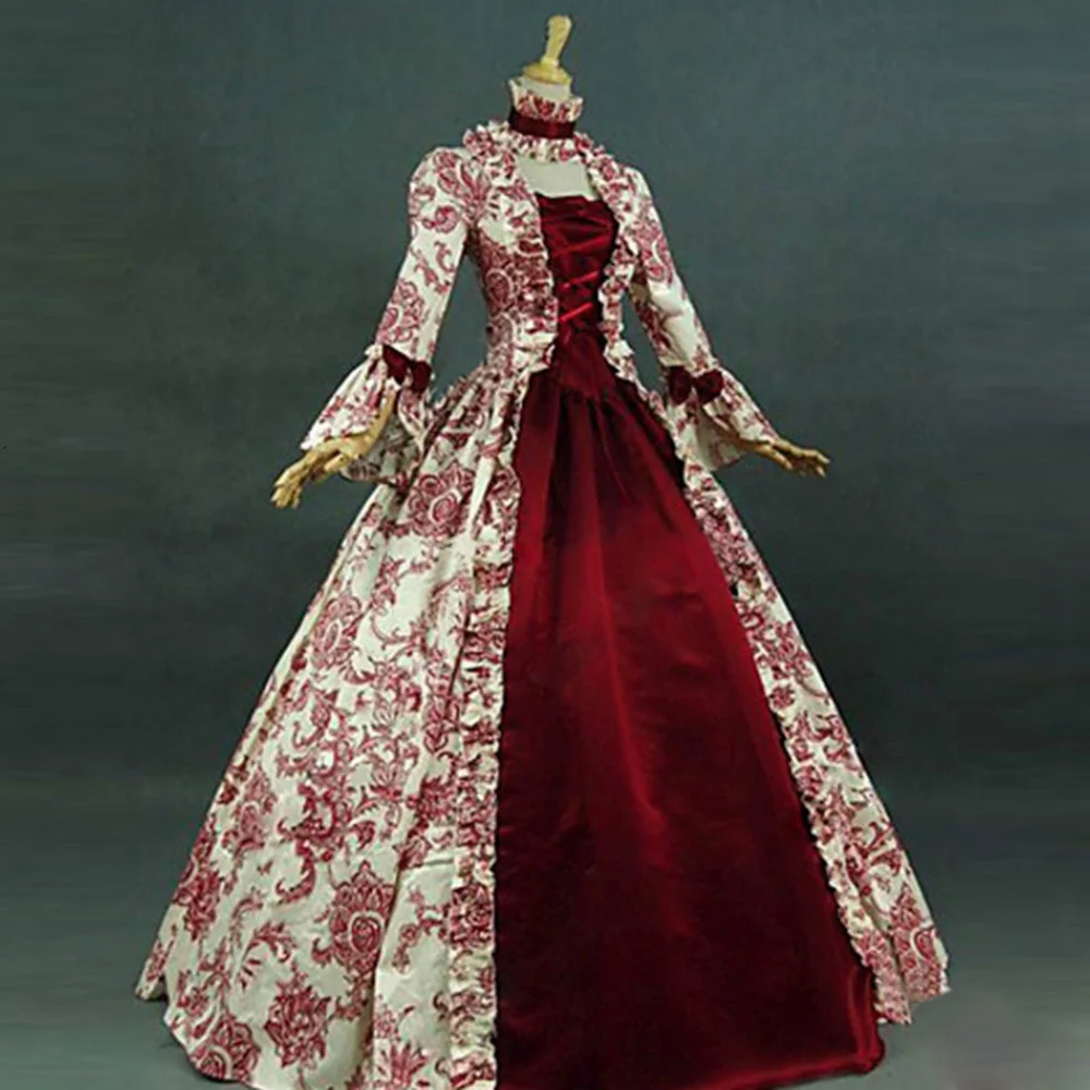 2022 Women Medieval Masquerade Dresses Ball Gowns Theater Costumes  Temperament Court Evening Dress Big Trumpet Sleeve Dress