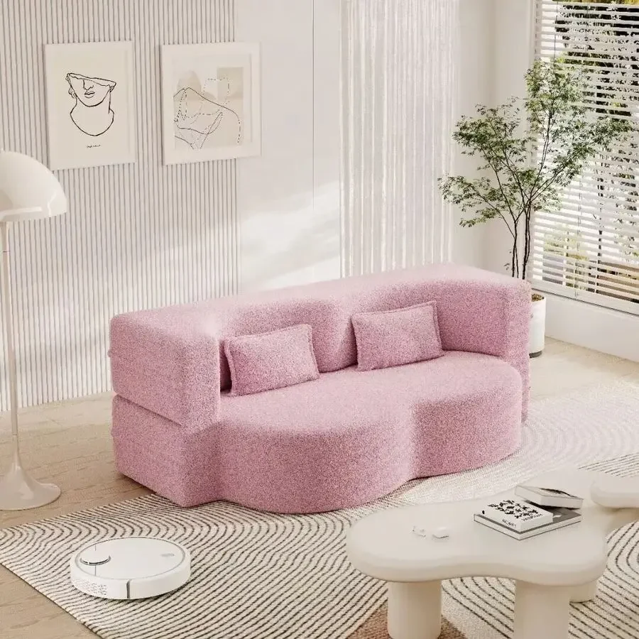 Compression Packing Living Room Cloud Couch Sets 2 Seater Pink Folding Sofas Lounge Sofa Bed