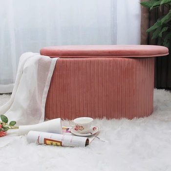 Customized Luxury High Quality Factory Wholesale Modern Furniture Big Velvet Pouf Ottoman Long Sofa Bench Chair