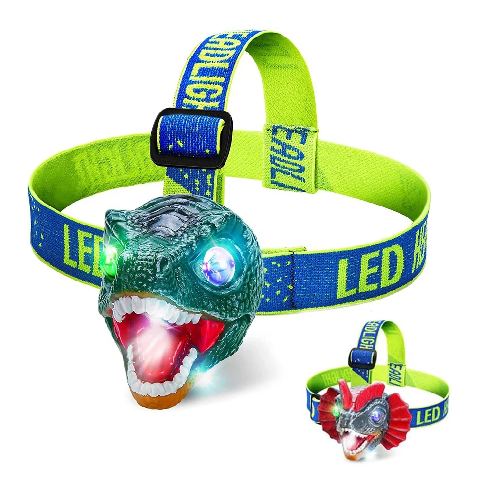 Dinosaur Headlamp For Kids Flashlight Outdoor Camping Gear LED Reading Head