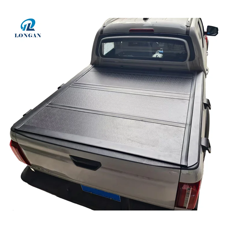 Brushed Finish Built-in Hard Four Fold Cover Cargo Pickup Truck Tonneau Bed Cover Ford F150 Shuttler Car Accessories 2025