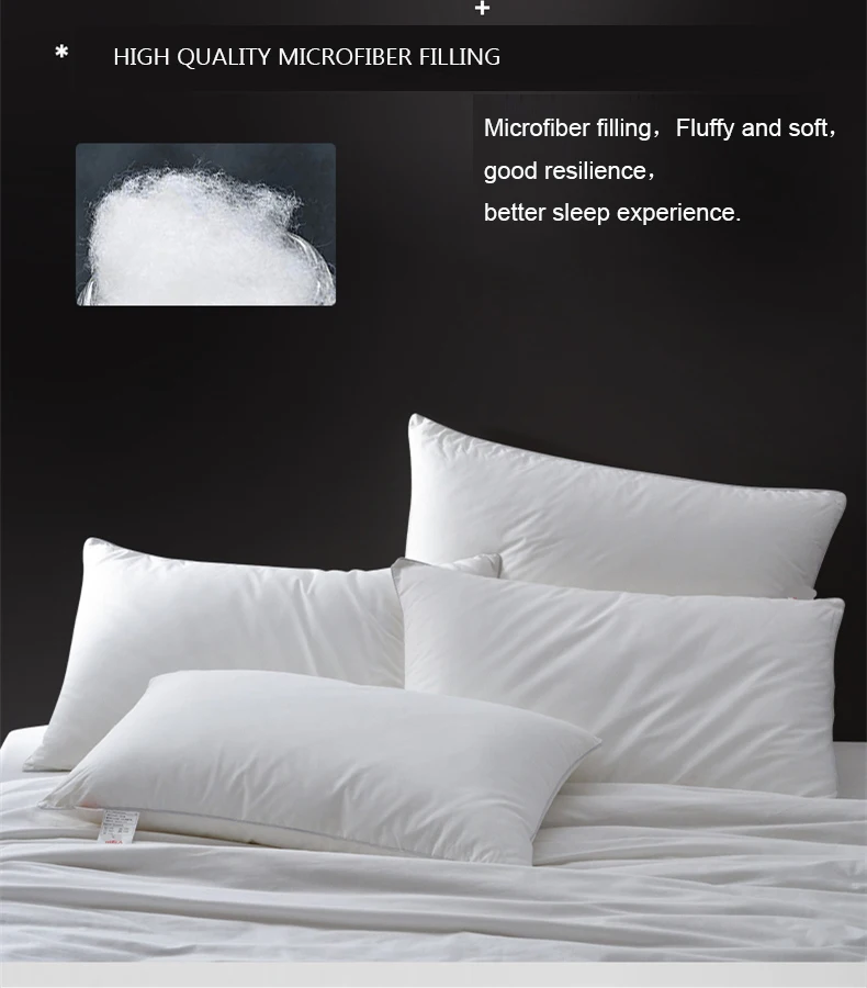 New Design Custom Pillow White Hotel Microfiber Pillow 100 Cotton