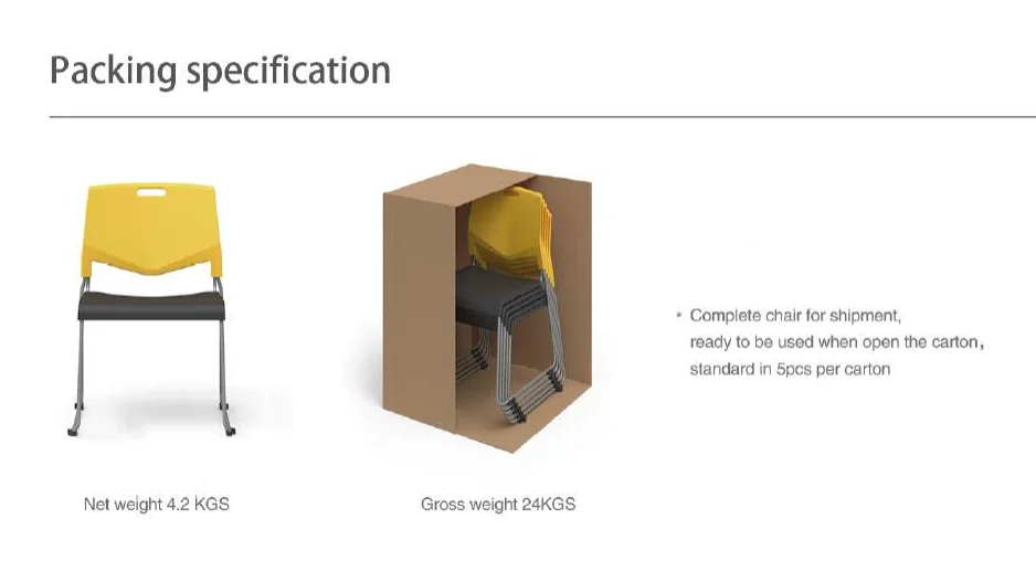 Task Chair Packaging All Plastic Stackable Dining Chairs for Banquet & Trainings
