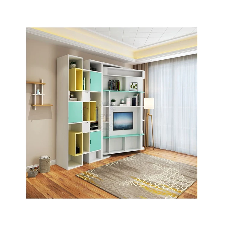 Vertical Rotating Bed With Cabinet Bookcase  for Single Apartment Sitting Room Bed Room Bachelor Pad Murphy Bed