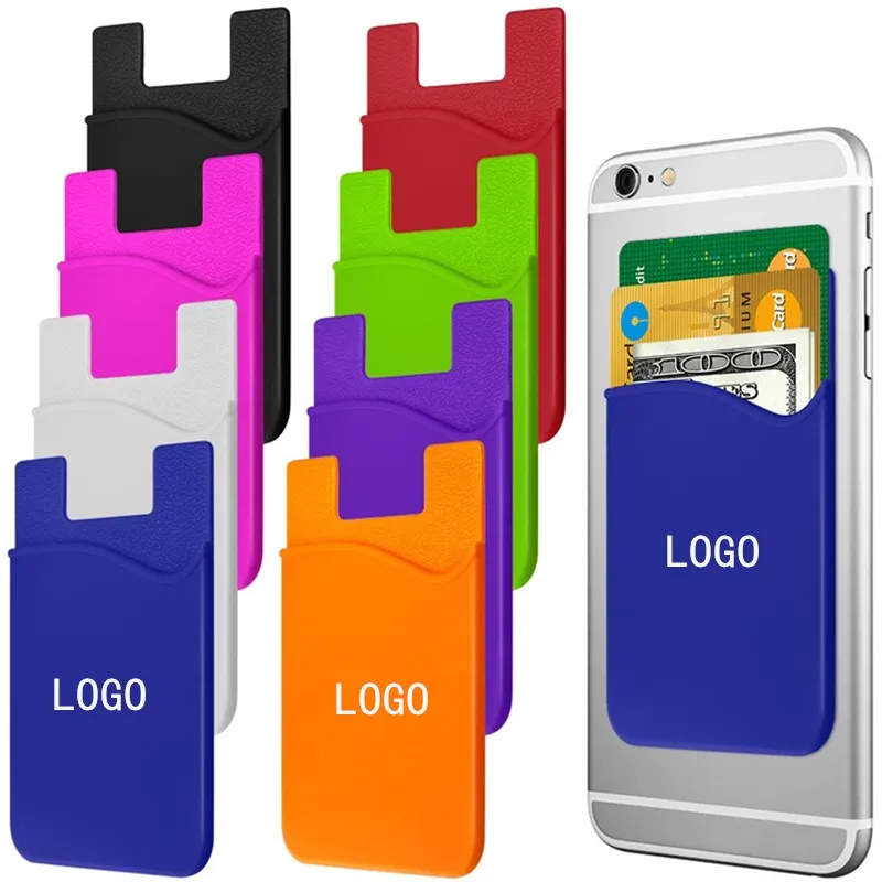 Silicone Cellphone Pocket Card Holder with Adhesive