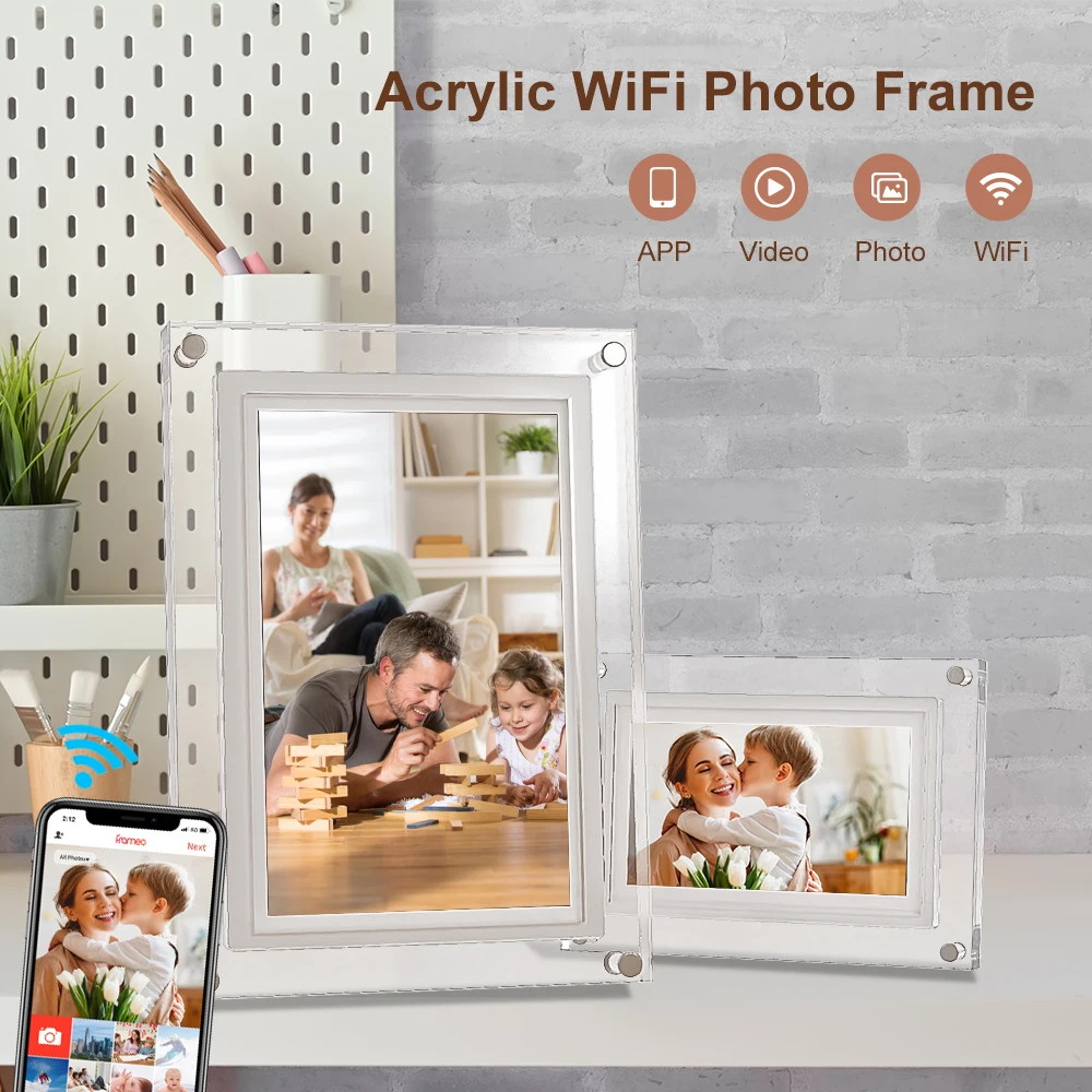 AMABOO Acrylic WiFi Digital Photo Frame with Video Playback & MP3 Support-5/7/10.1 Inch Sizes-Mother's Day Gift