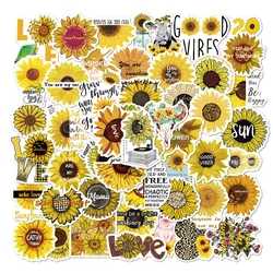 50pcs/bag Sun flowers with Inspirational Words in English stickers alphabet Waterproof PVC Vinyl Removable Stickers for kids