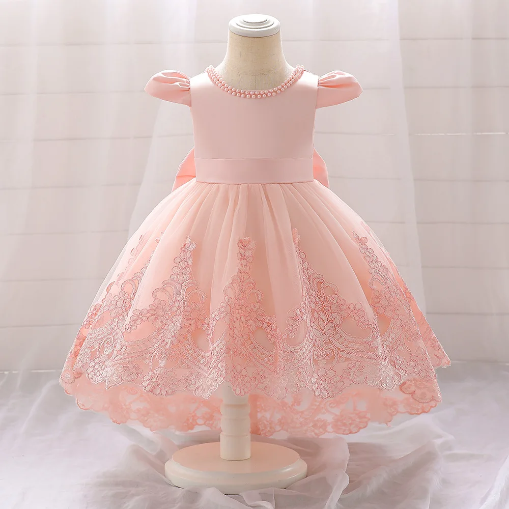 Western Style Summer Kid Red Birthday Party Dress  Pageant Flower Girl Wedding Dress Puffy Princess Long Tail  Dress  for 10 Y