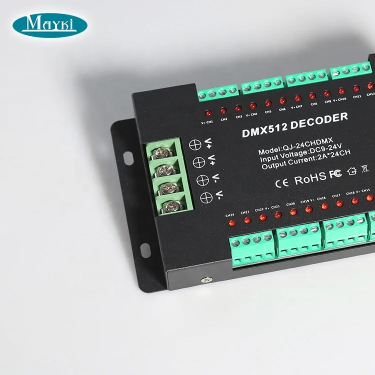 24 Channel DMX Controller DIP Switch DMX512 RGB DMX Decoder for LED Strip LED Lighting 2Ax24CH