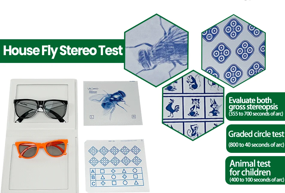 Hot Selling Optical Equipments Test Lea Symbols Fly Stereopsis Test For Sale
