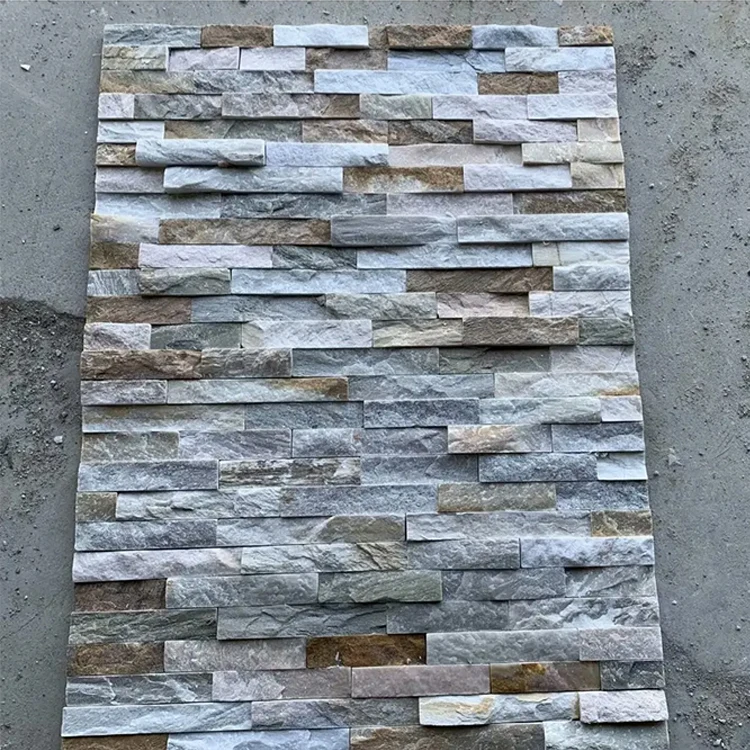 product irregular mixed color quartzite walling stone natural slate random size loose stone wall for exterior walls and floor-2
