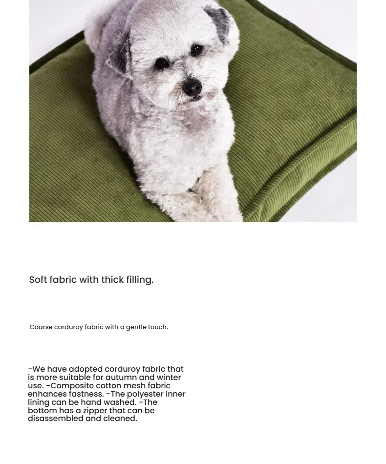 Factory Direct Sale Pet Supplies Detachable Washable Corduroy Dog Bed Pet Mat Soft Short Plush for Spring Autumn Solid Pattern