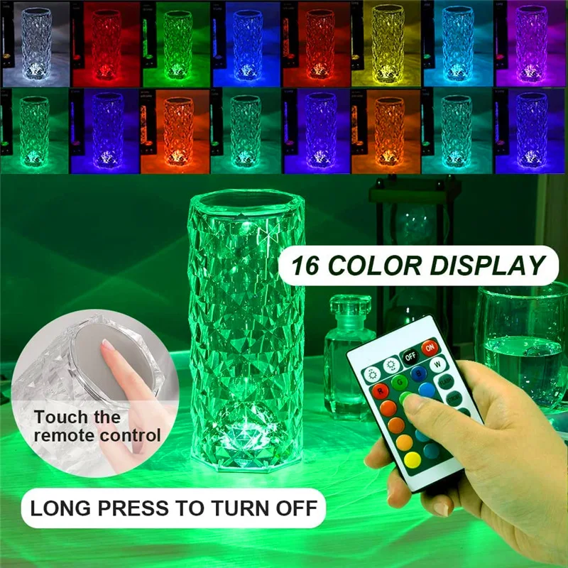 1pc Rose Table Lamp, USB Charging Torch Lamp, 16 Colors Changing RGB Touch  & Remote Control Desk Lamp, USB & Battery Rechargeable Acrylic LED Bedside