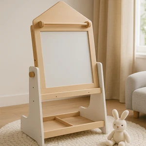 Eduland Adjustable Learning Tower Easel Montessori Wooden Frame Desktop Easel With Whiteboard Blackboard for Kids