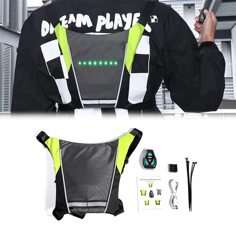 Cycling LED Signal Vest Bike Safety Wireless Turn Signal Light Riding Running Lighting Vest Safety Reflective Warning Vests manufacture