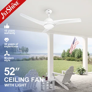 1stshine Ceiling Fan Bathroom Standard Wind DC Motor 3 Plastic Blades Remote Ceiling Fan with LED Light