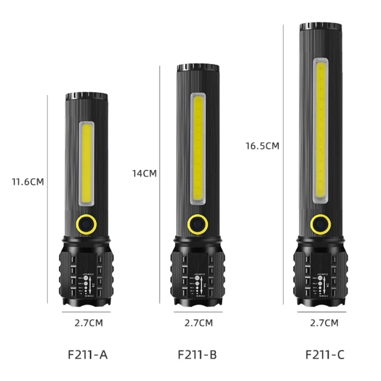 Kensun Xhp50/XPE Simple 3 Modes Cob Side Light Waterproof Rechargeable Usb Led Tactical Torch Light Lantern Outdoor Flashlights