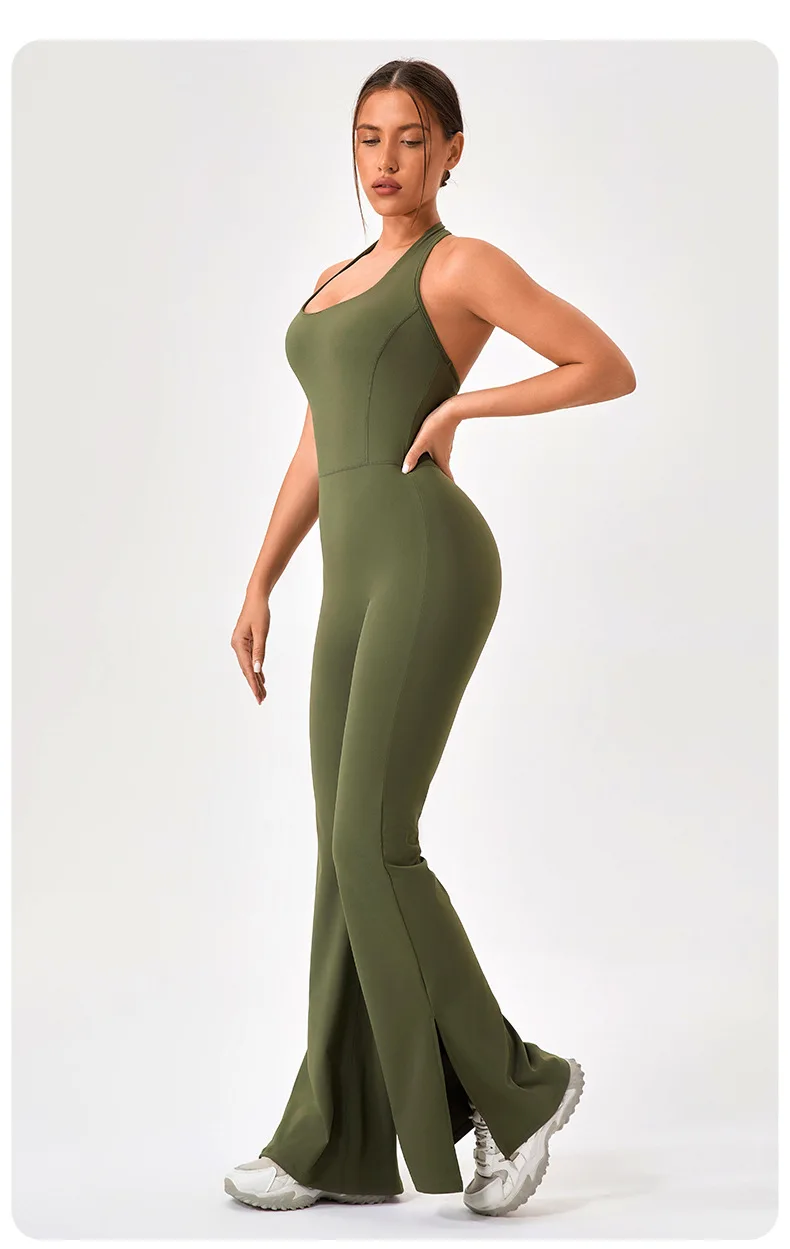 RUIQUWIN OEM Women's Yoga Flare Jumpsuits Body Suit Yoga Flare