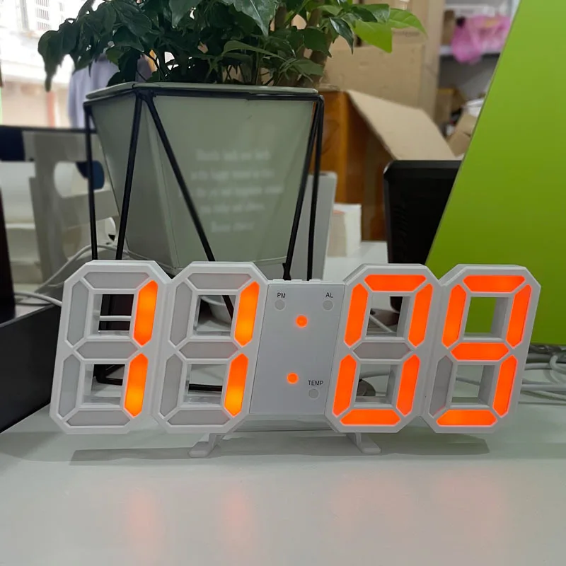 3D ABS Nordic Digital Alarm Digital Clock Watch Snooze Table Clock Electronic 3D Lcd Clocks for Home Office Decoration