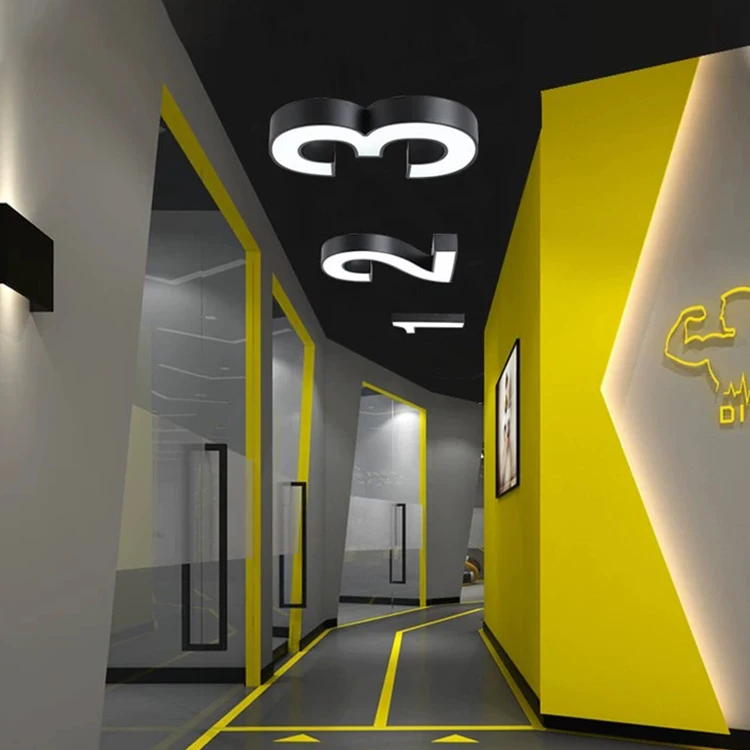 Modern Creative LED Digital Letter Pendant Light Customizable Ceiling Light in Letter Shape for Office Corridor