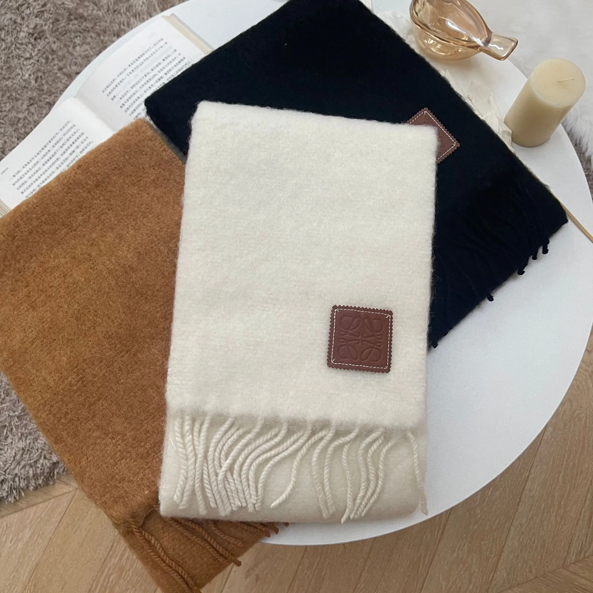 2024 New Solid Color Mohair Scarf Men Women 100 Mohair Soft Scarves