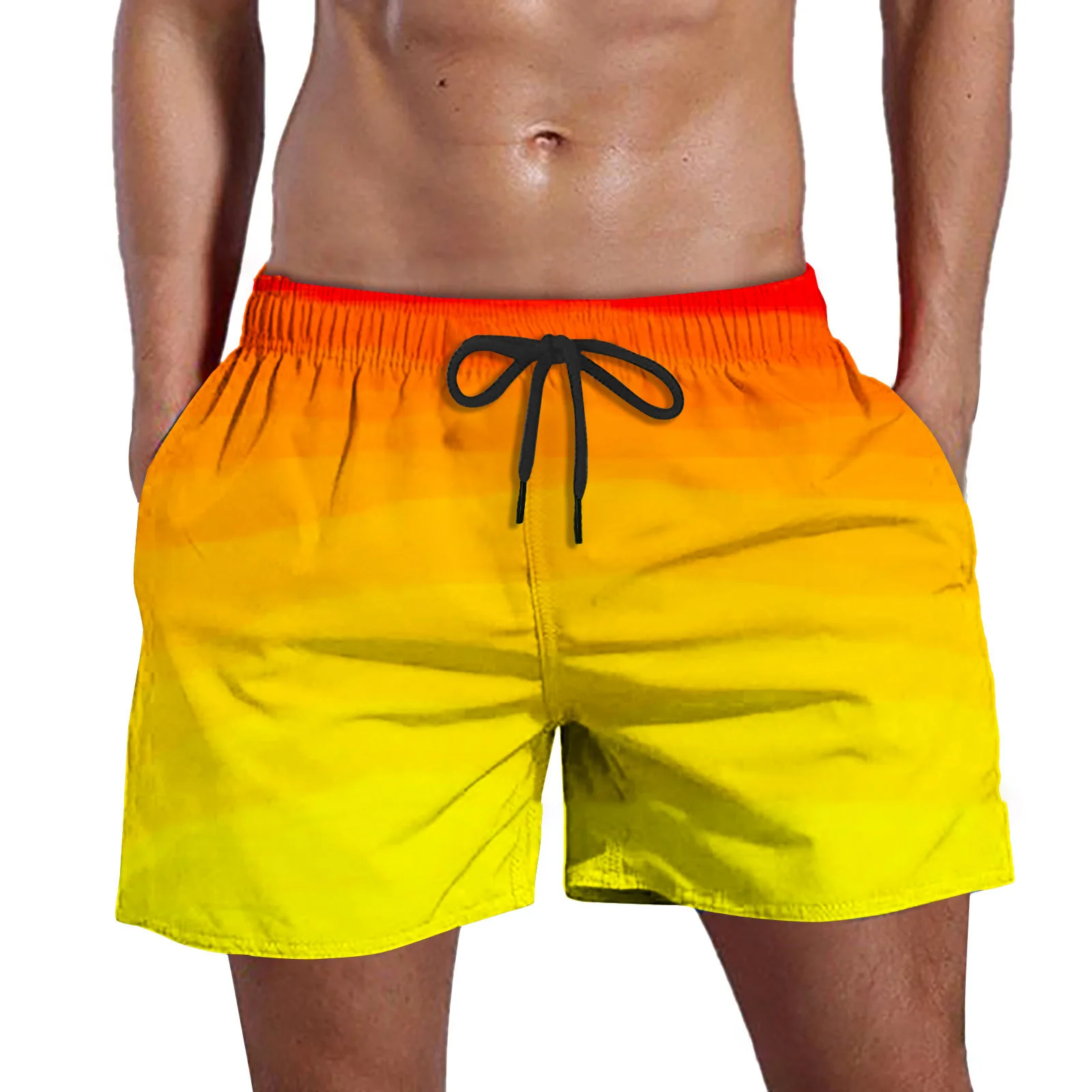 Custom Men's Gradient Swim Trunks Summer Quick Dry Water Resistance Pocket Beach Shor Hawaiian Shor Men Summer915_voghion.com