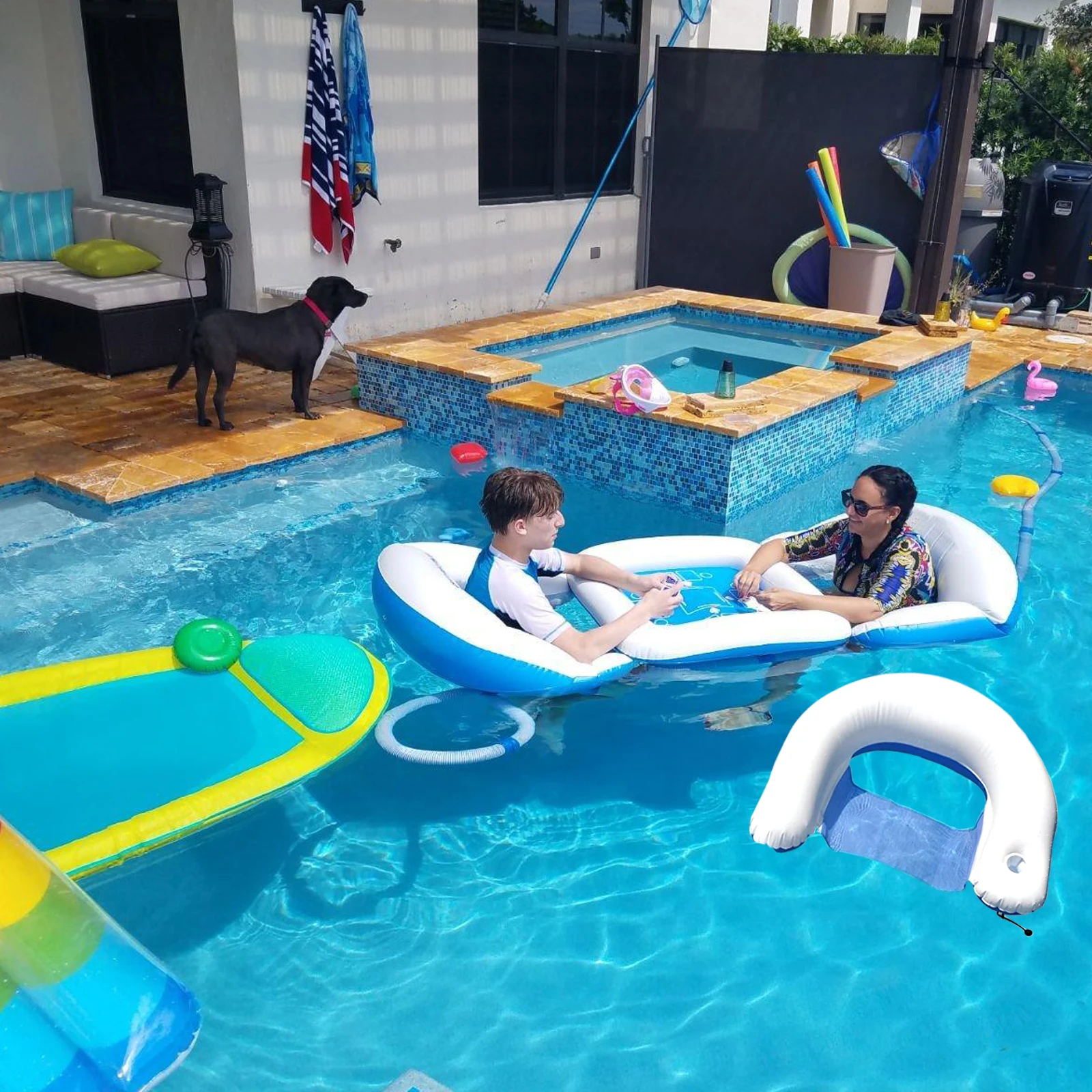 Customized Inflatable 3piece Cards Game Deck And Chairs Pool Float