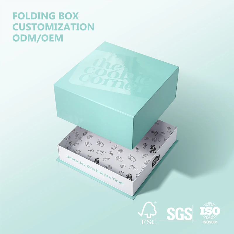 Custom Full Printing Collapsible Lid and Base Packaging Paper Gift Box Flat-Pack Box Foldable Box