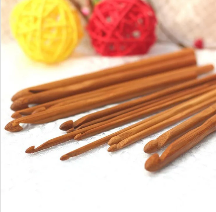 Buy Wholesale China 12pcs 3-10mm Bamboo Crochet Hooks Set Bamboo