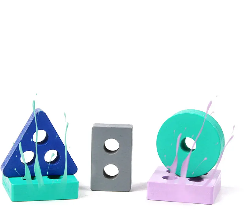 Customized Wooden Montessori Toy Building Blocks Early Learning Educational Toys Color Shape