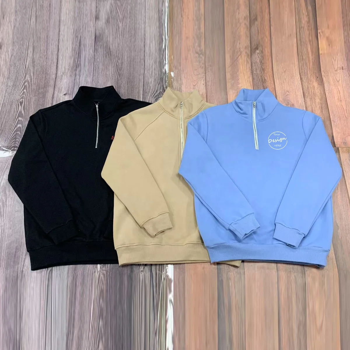 Garment Factory Sewing Half Zipper Sports Fitness Top Loose Casual Stand Collar Zipper Pullover Sweatshirt for Men