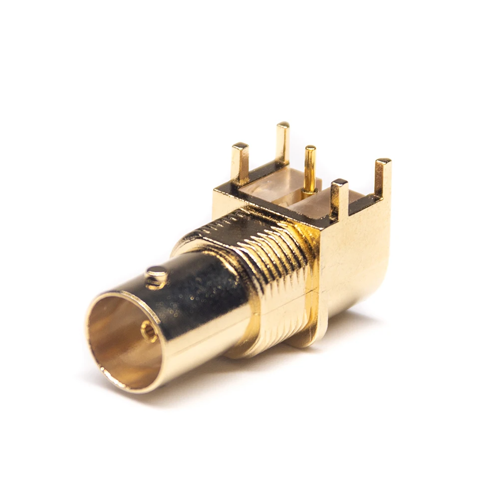 Degree Gold Plated Bulkhead Bnc Jack Connector Through Hole For Pcb