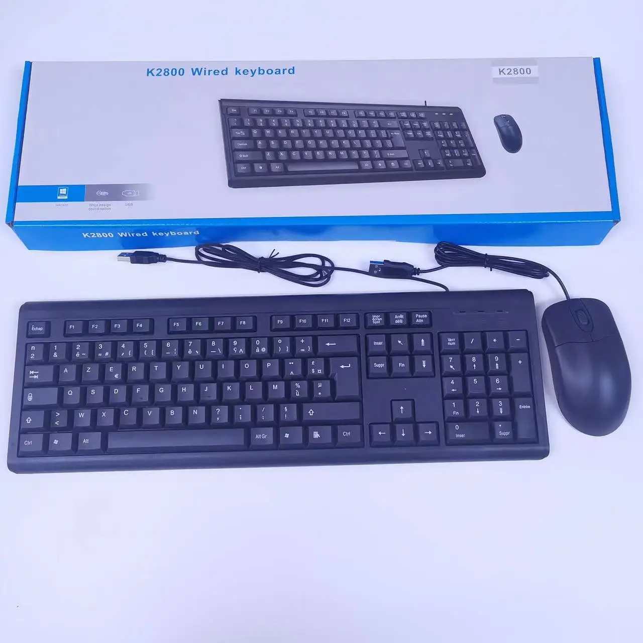 USB Wired Keyboard and Mouse Bundle for Home Office Computers   office mouse and keyboard kit neutral ergonomic 104 keys